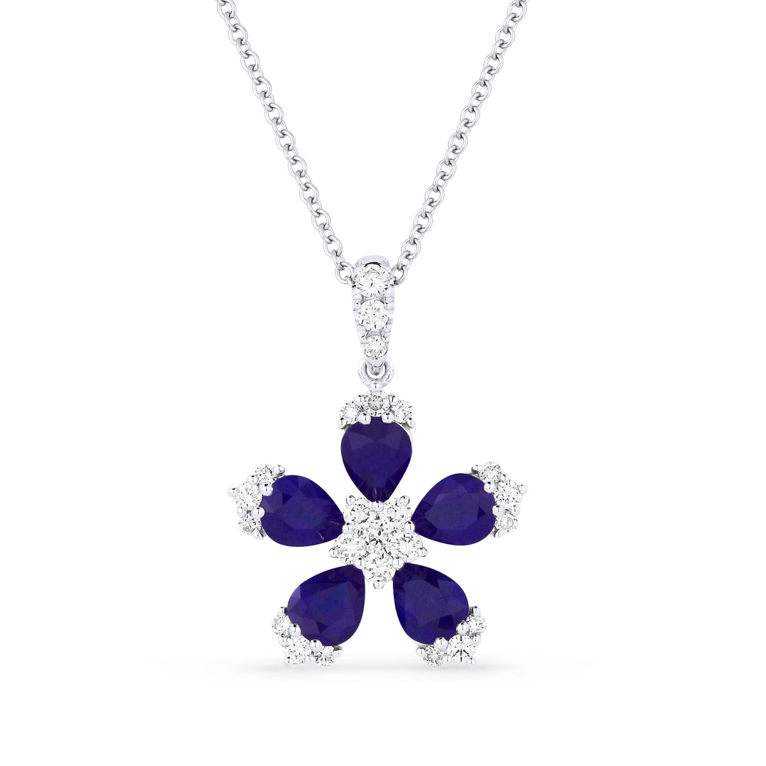 Beautiful Hand Crafted 18K White Gold  Sapphire And Diamond Arianna Collection Pendant