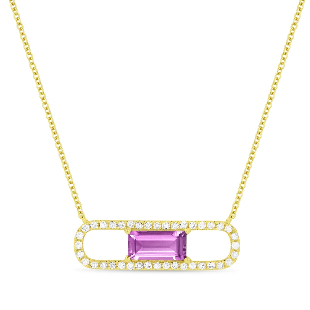 Madison L 14K Yellow Gold Amethyst Paperclip Necklace - style N1327AMY