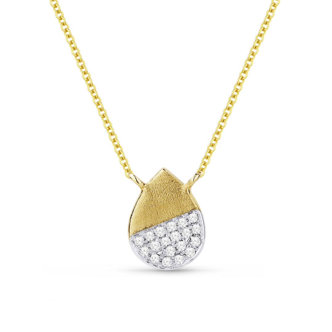 Beautiful Hand Crafted 14K Yellow Gold White Diamond Milano Collection Necklace