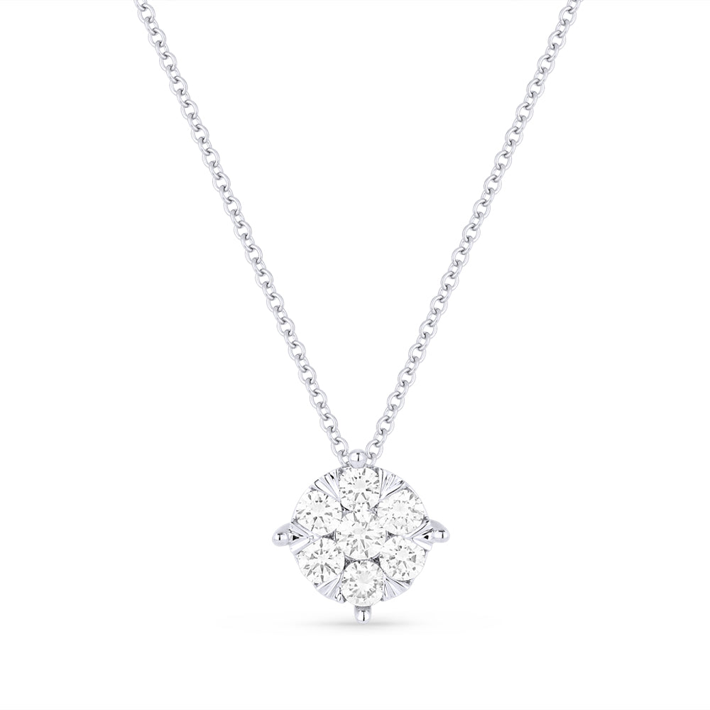 Beautiful Hand Crafted 14K White Gold White Diamond Lumina Collection Pendant