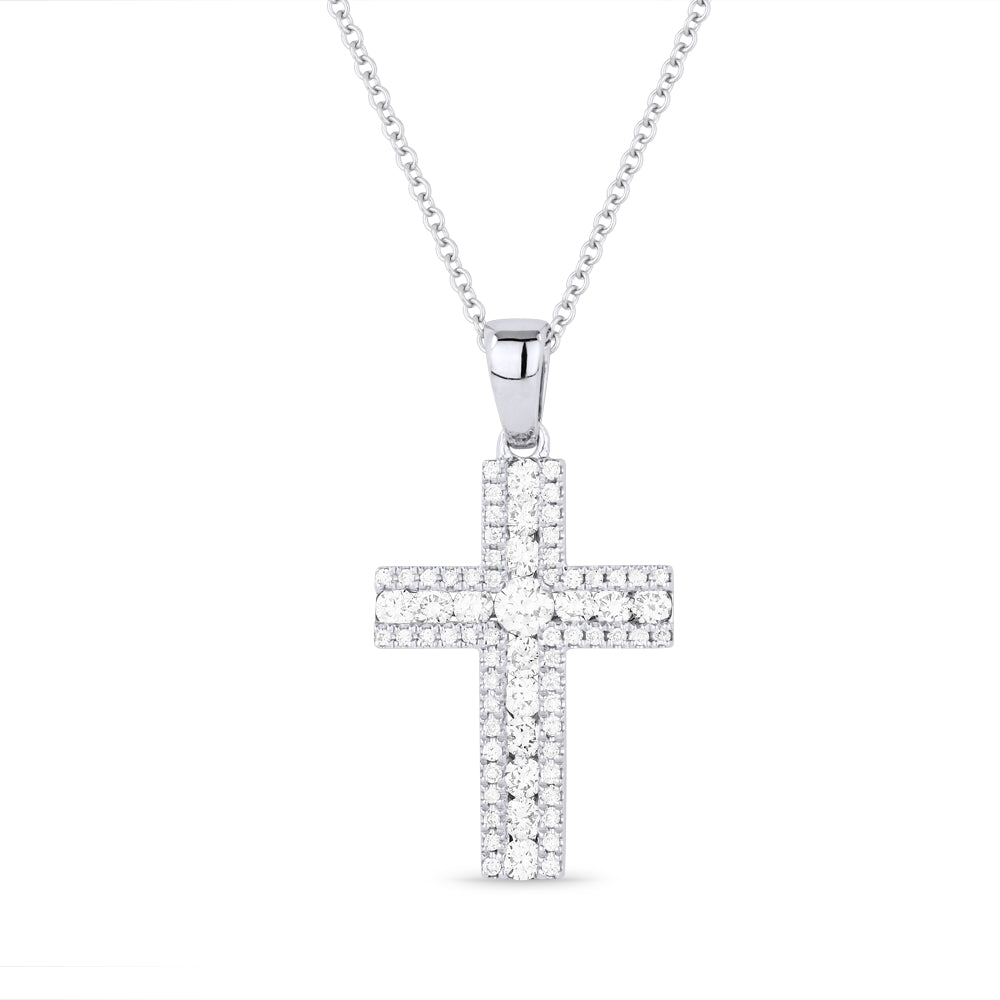 Beautiful Hand Crafted 14K White Gold White Diamond Religious Collection Pendant