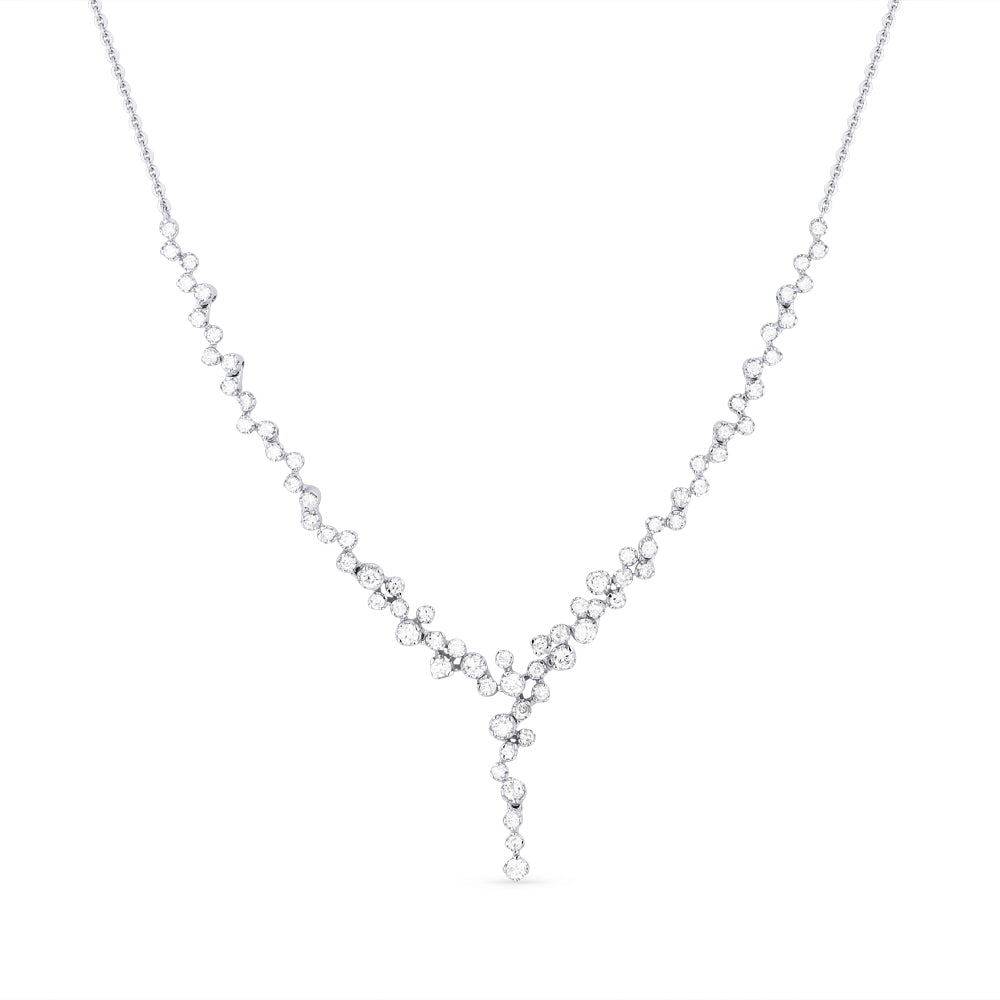 Beautiful Hand Crafted 14K White Gold White Diamond Milano Collection Necklace