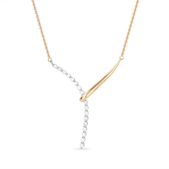 Beautiful Hand Crafted 14K Two Tone Gold White Diamond Milano Collection Necklace