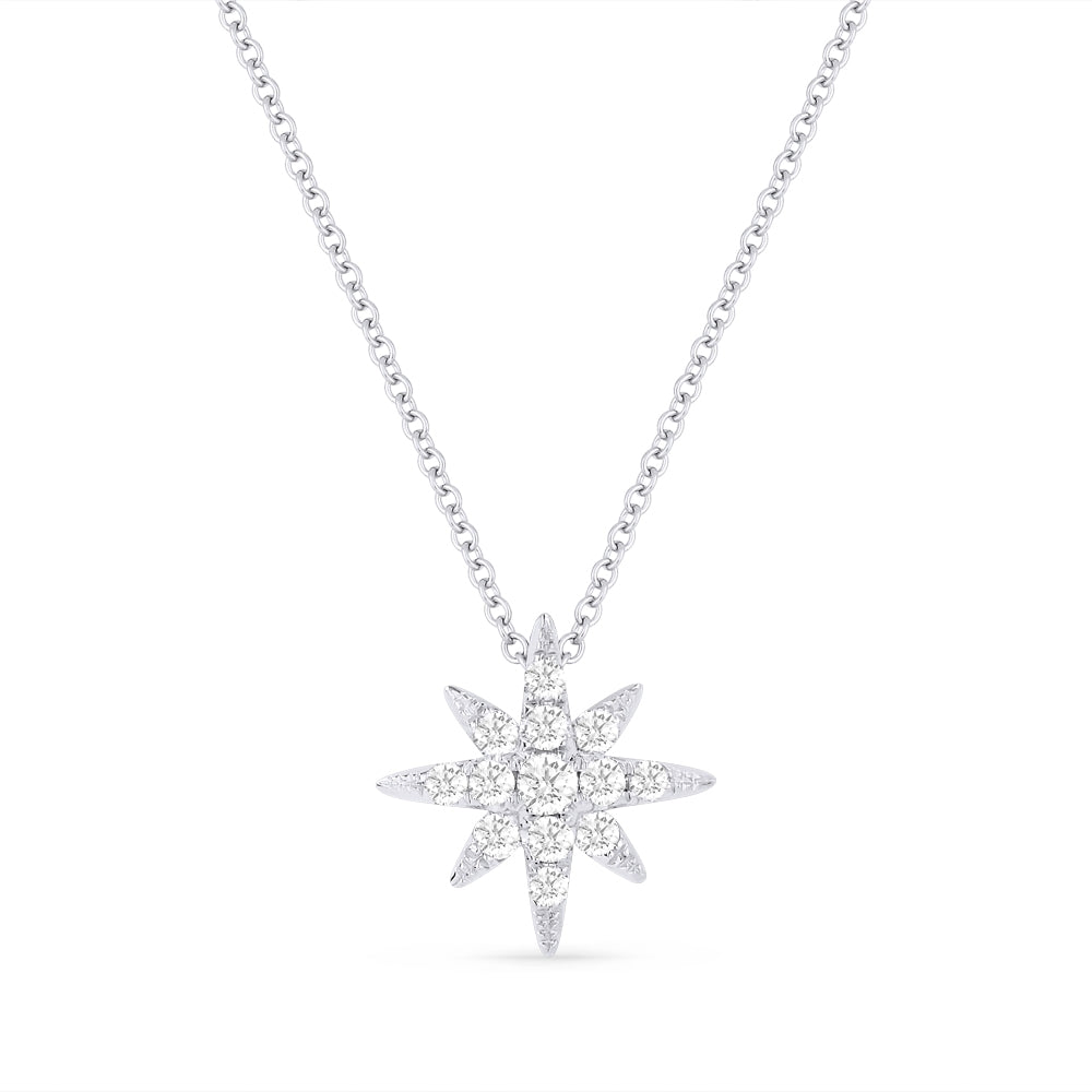 Beautiful Hand Crafted 14K White Gold White Diamond Milano Collection Pendant