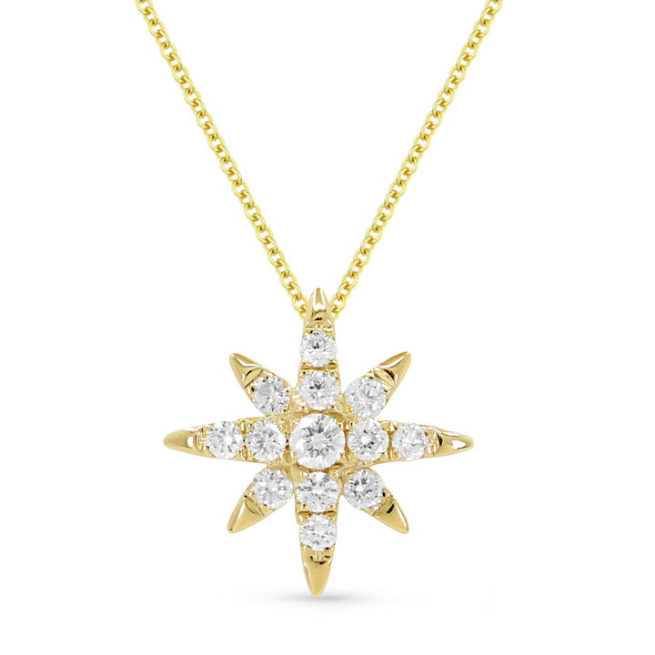 Beautiful Hand Crafted 14K Yellow Gold White Diamond Milano Collection Pendant