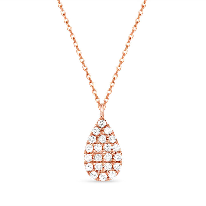 Beautiful Hand Crafted 14K Rose Gold White Diamond Milano Collection Pendant