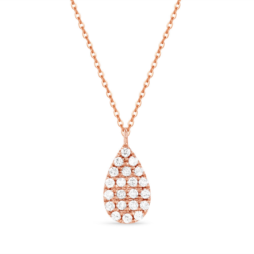 Beautiful Hand Crafted 14K Rose Gold White Diamond Milano Collection Pendant