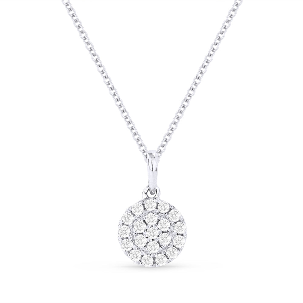 Beautiful Hand Crafted 14K White Gold White Diamond Milano Collection Pendant