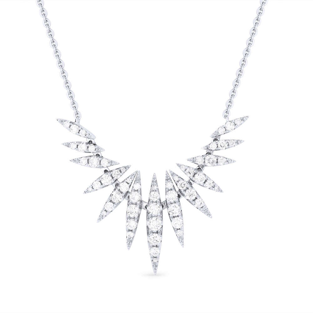 Beautiful Hand Crafted 14K White Gold White Diamond Milano Collection Necklace