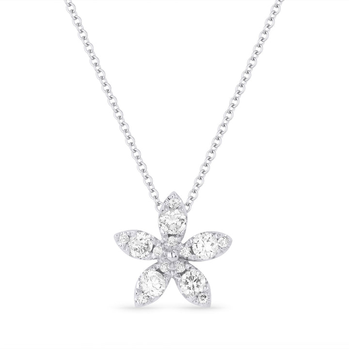 Madison L 14K White Gold Diamond Flower Pendant - style N1359W