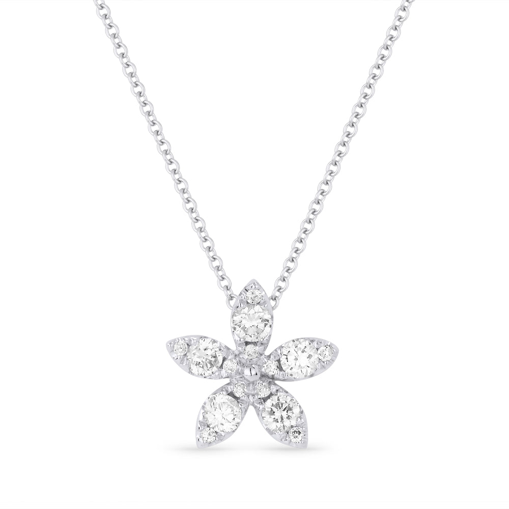 Beautiful Hand Crafted 14K White Gold White Diamond Milano Collection Pendant