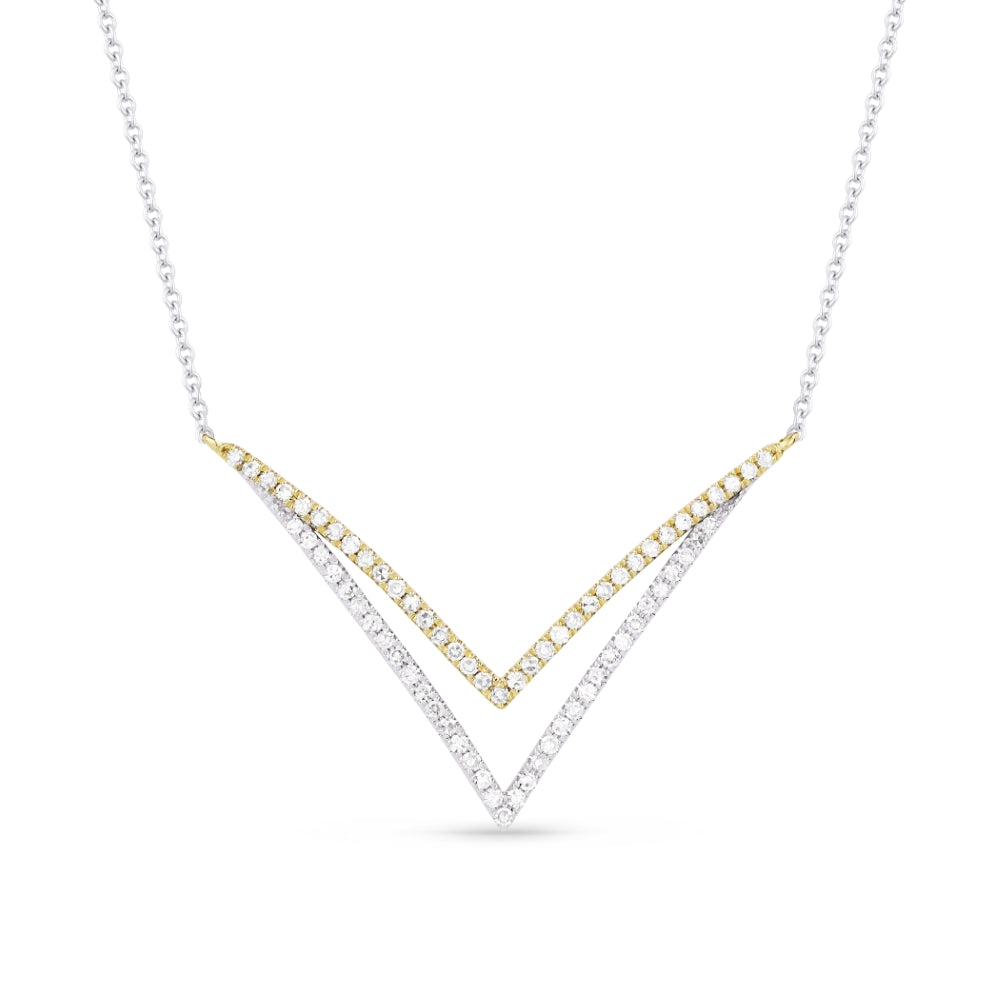 Beautiful Hand Crafted 14K Two Tone Gold White Diamond Milano Collection Necklace