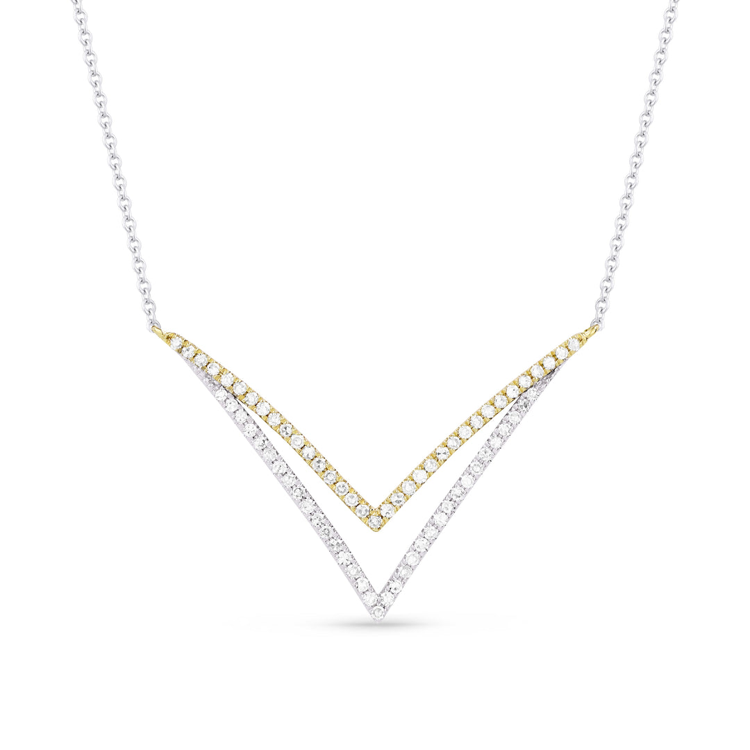 Beautiful Hand Crafted 14K Two Tone Gold White Diamond Milano Collection Necklace