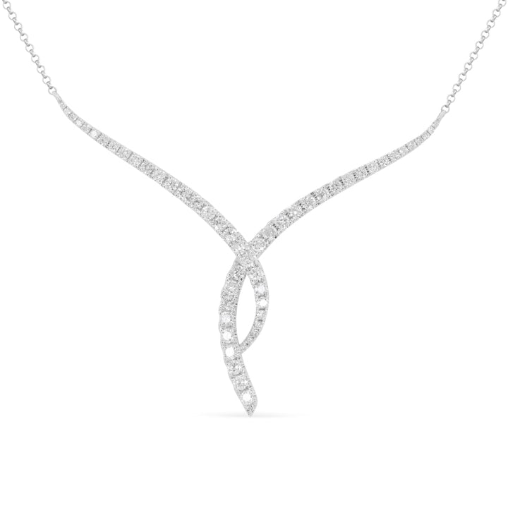 Beautiful Hand Crafted 14K White Gold White Diamond Milano Collection Necklace