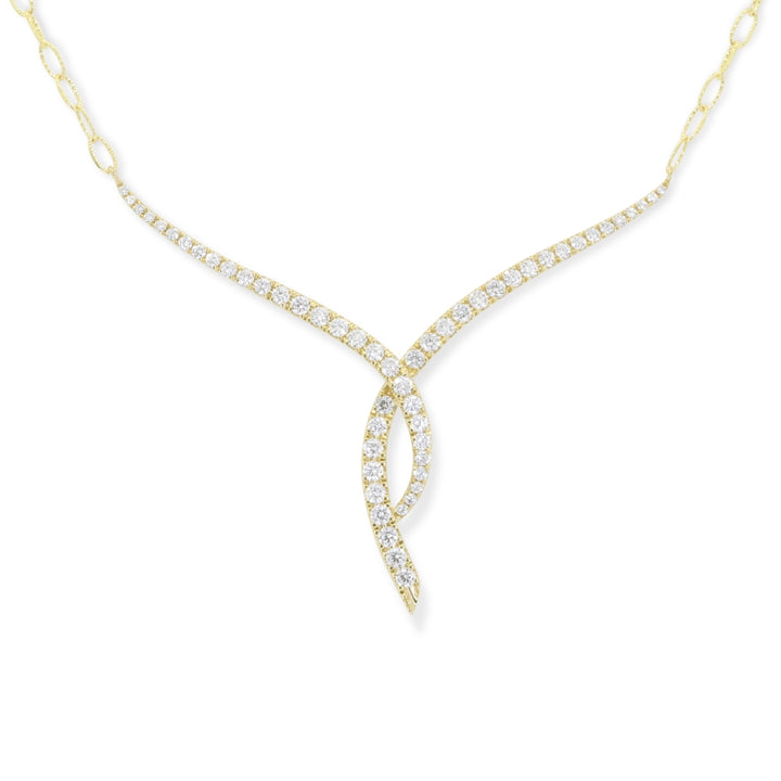 Beautiful Hand Crafted 14K Yellow Gold White Diamond Milano Collection Necklace