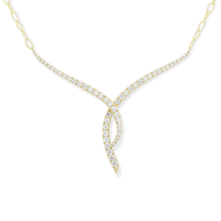 Beautiful Hand Crafted 14K Yellow Gold White Diamond Milano Collection Necklace