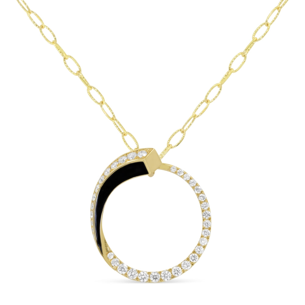 Beautiful Hand Crafted 14K Yellow Gold  Enamel And Diamond Milano Collection Necklace