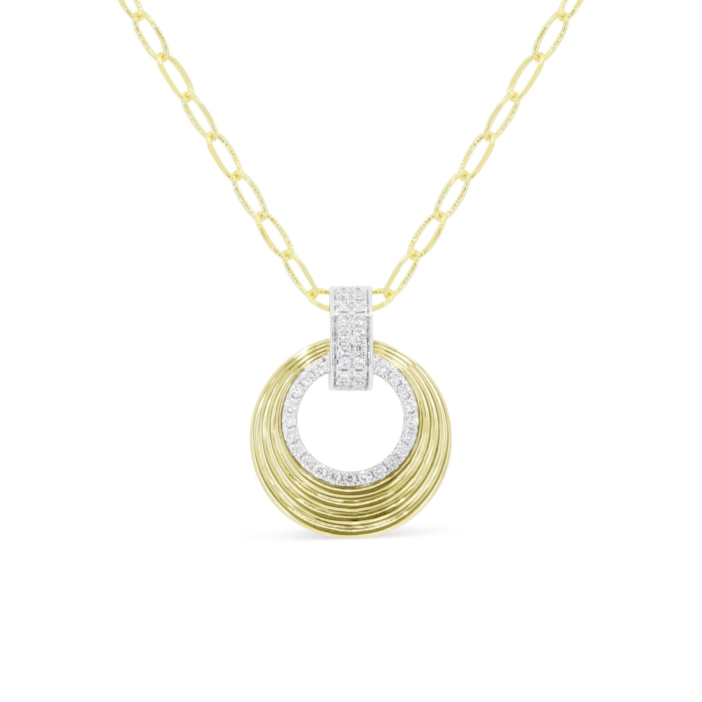 Beautiful Hand Crafted 14K Two Tone Gold White Diamond Milano Collection Necklace