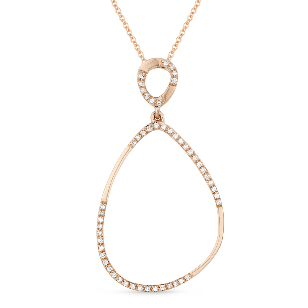 Beautiful Hand Crafted 14K Rose Gold White Diamond Milano Collection Pendant