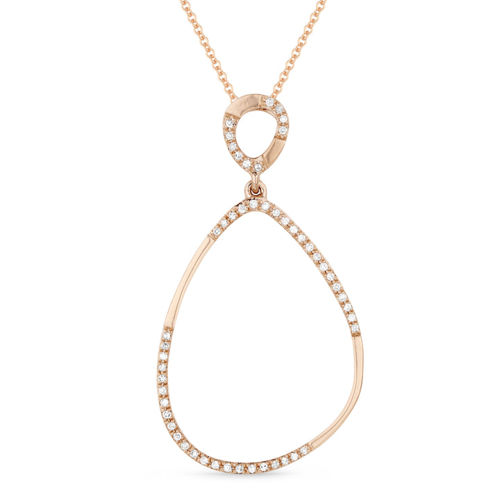 Beautiful Hand Crafted 14K Rose Gold White Diamond Milano Collection Pendant