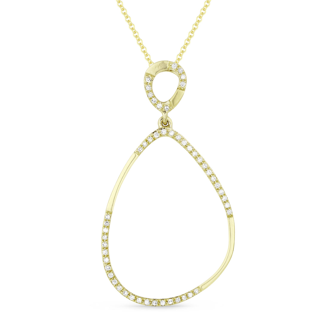 Beautiful Hand Crafted 14K Yellow Gold White Diamond Milano Collection Pendant