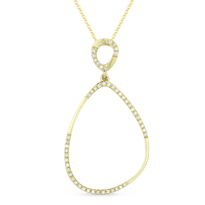 Beautiful Hand Crafted 14K Yellow Gold White Diamond Milano Collection Pendant