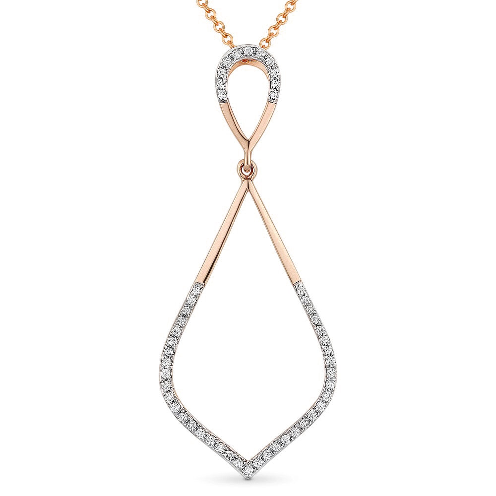 Beautiful Hand Crafted 14K Rose Gold White Diamond Milano Collection Pendant