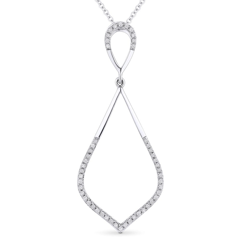 Beautiful Hand Crafted 14K White Gold White Diamond Milano Collection Pendant