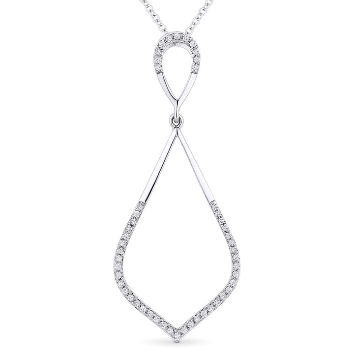 Beautiful Hand Crafted 14K White Gold White Diamond Milano Collection Pendant