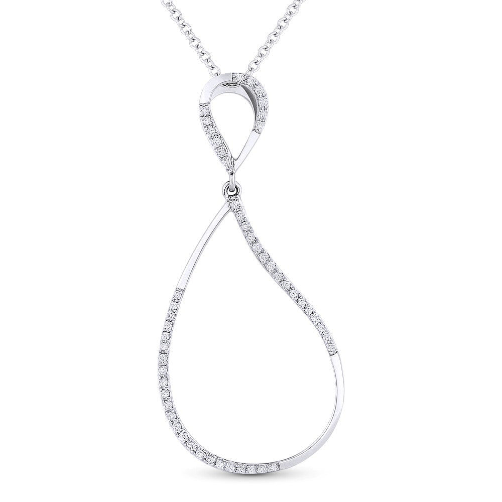 Beautiful Hand Crafted 14K White Gold White Diamond Milano Collection Pendant