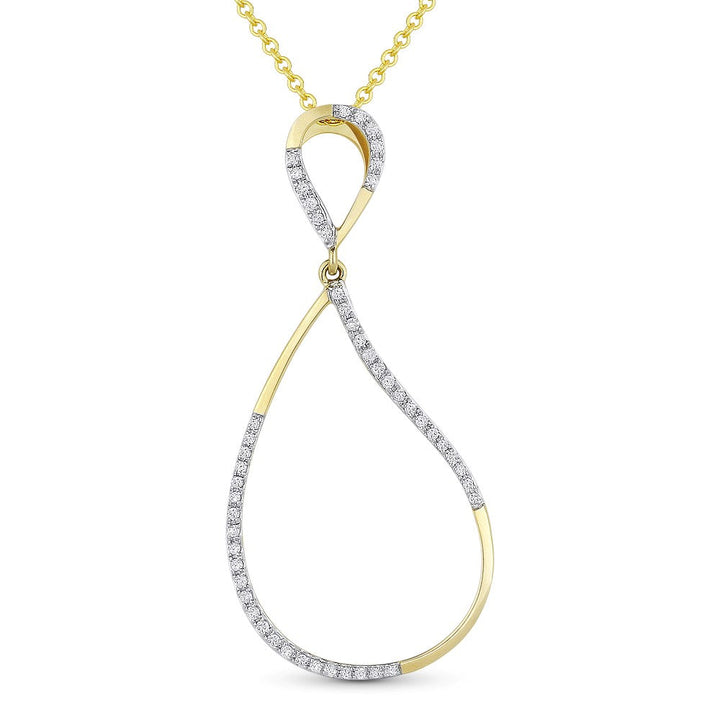 Beautiful Hand Crafted 14K Yellow Gold White Diamond Milano Collection Pendant