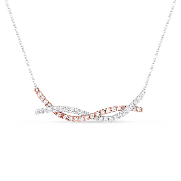 Beautiful Hand Crafted 14K Two Tone Gold White Diamond Milano Collection Necklace