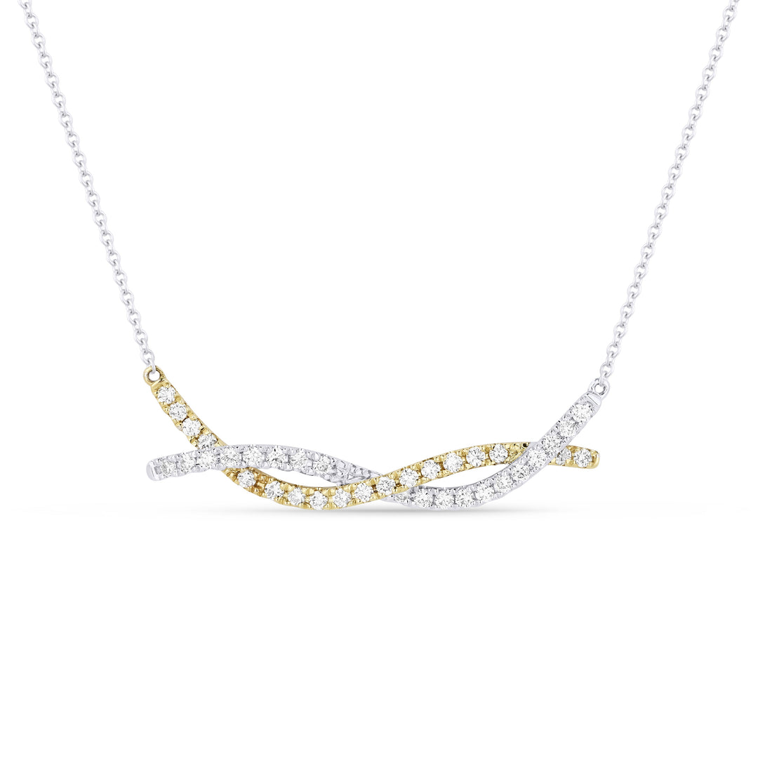 Beautiful Hand Crafted 14K Two Tone Gold White Diamond Milano Collection Necklace