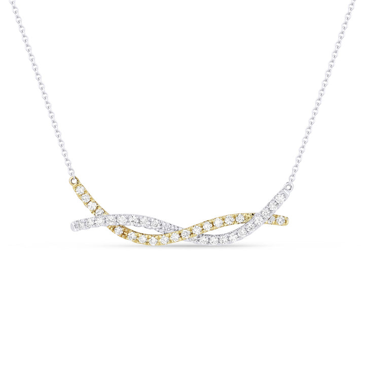 Beautiful Hand Crafted 14K Two Tone Gold White Diamond Milano Collection Necklace