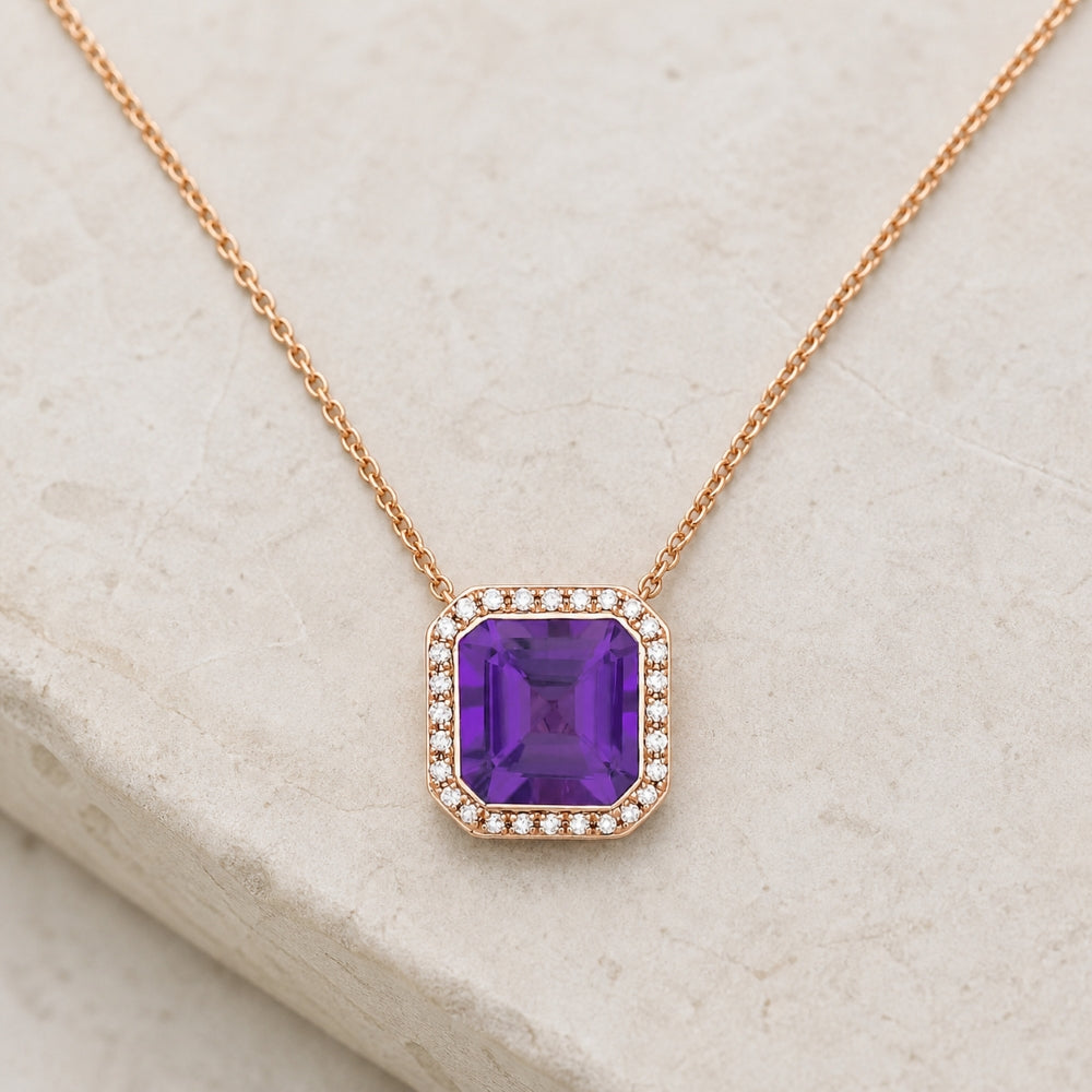 N1374 - 14K Gold Amethyst & Citrine Cushion Pendant