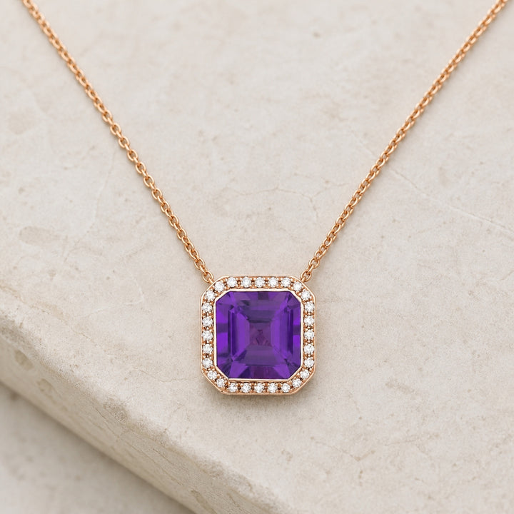 N1374 - 14K Gold Amethyst & Citrine Cushion Pendant