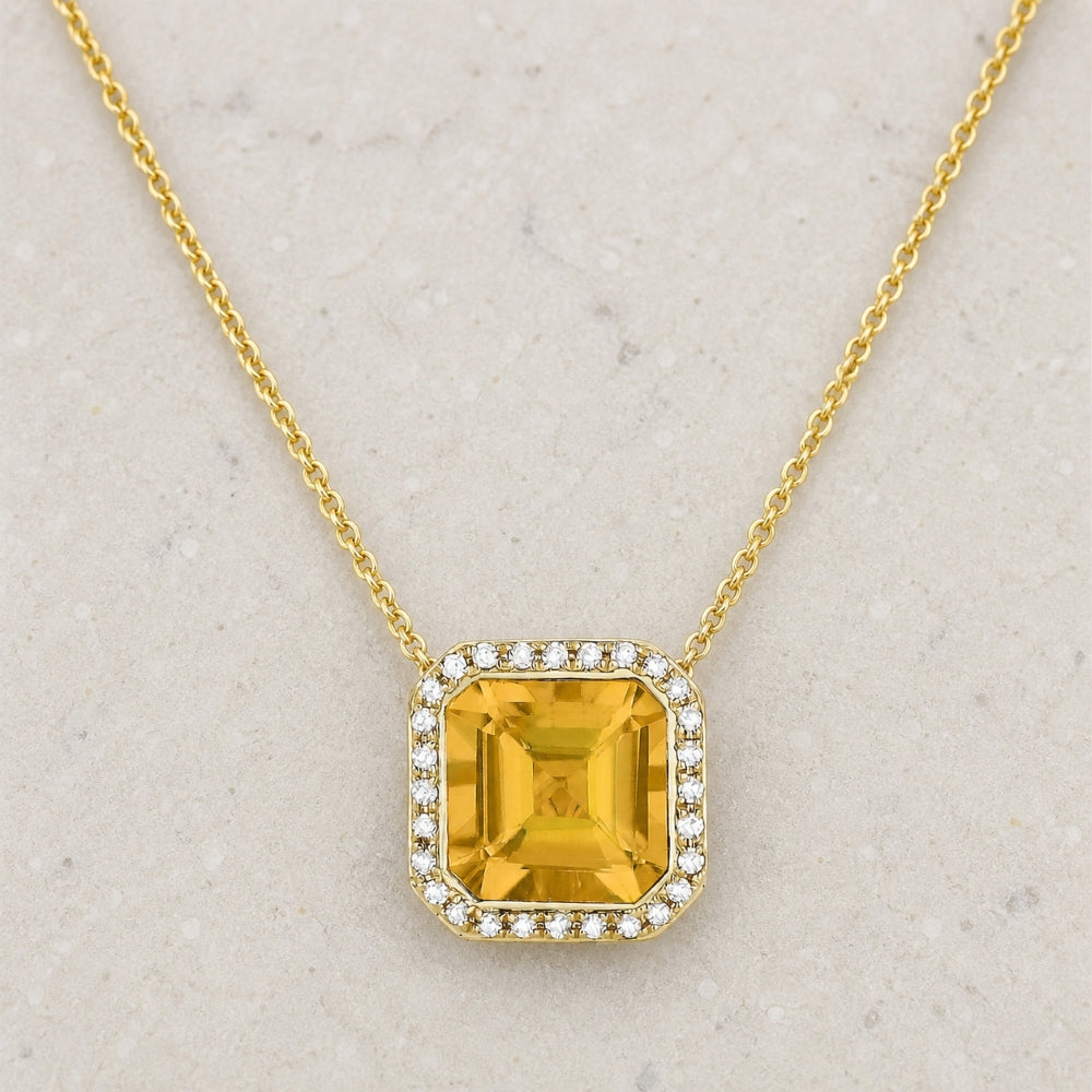 N1374 - 14K Gold Amethyst & Citrine Cushion Pendant