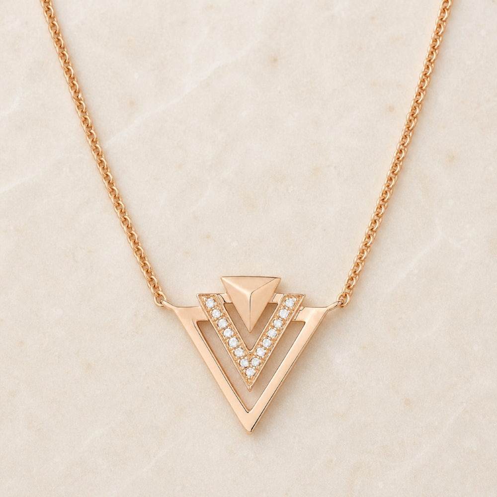 N1376 - 14K Gold Diamond Chevron Necklace