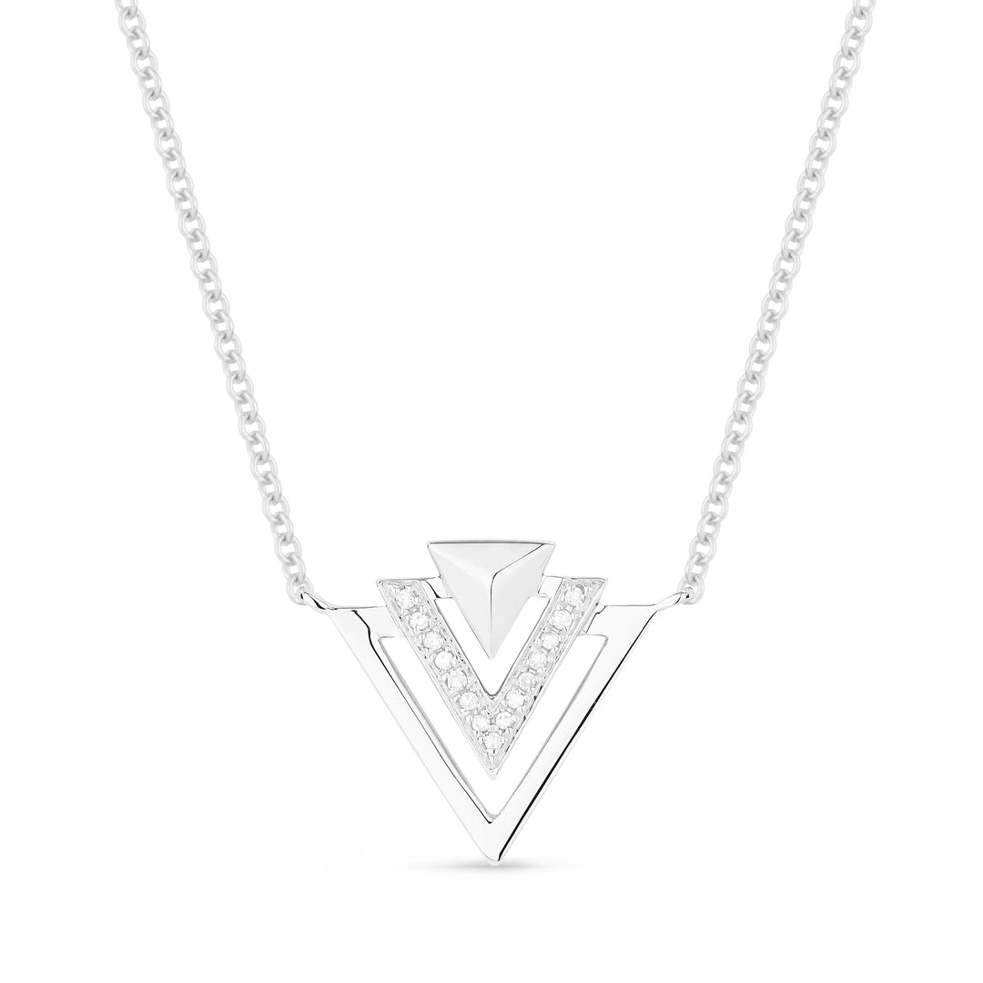 Beautiful Hand Crafted 14K White Gold White Diamond Milano Collection Necklace