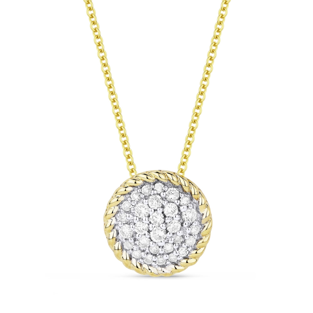 Beautiful Hand Crafted 14K Yellow Gold White Diamond Milano Collection Pendant