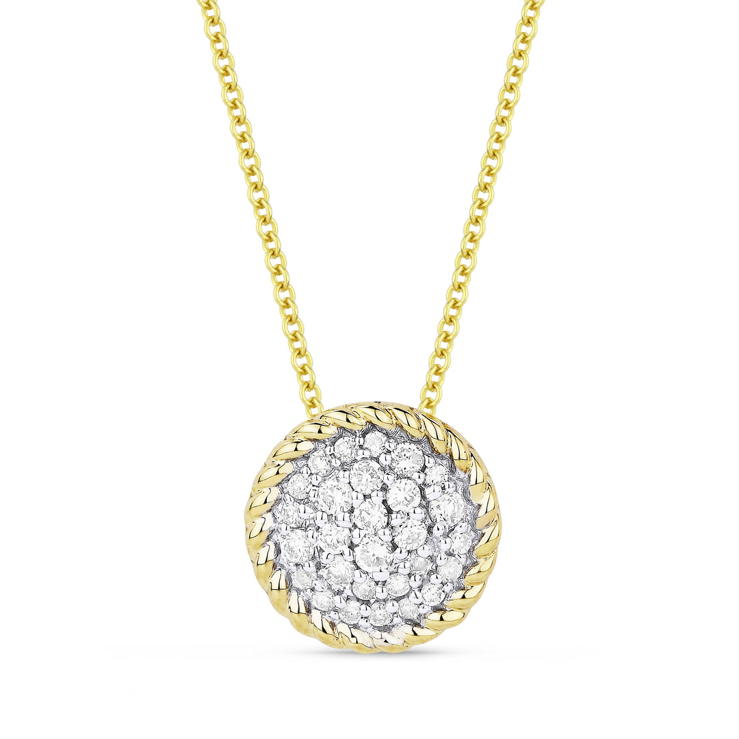 Beautiful Hand Crafted 14K Yellow Gold White Diamond Milano Collection Pendant