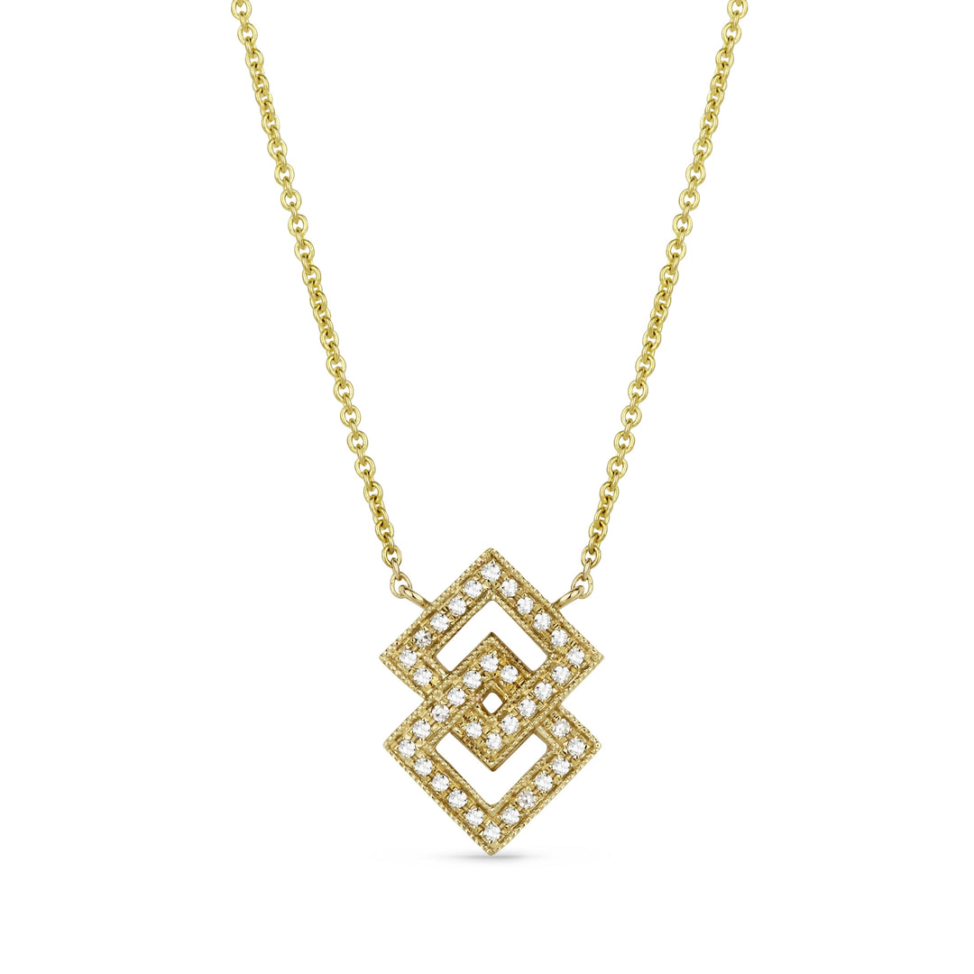 Beautiful Hand Crafted 14K Yellow Gold White Diamond Milano Collection Necklace