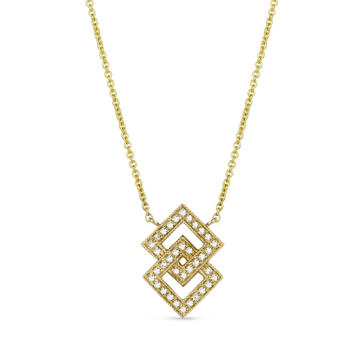 Beautiful Hand Crafted 14K Yellow Gold White Diamond Milano Collection Necklace