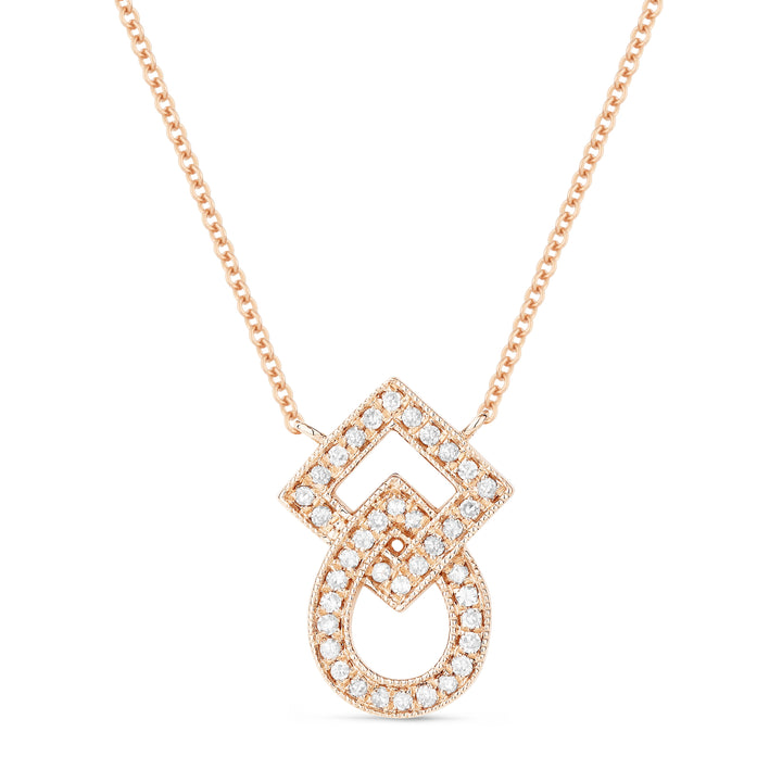 Beautiful Hand Crafted 14K Rose Gold White Diamond Milano Collection Necklace