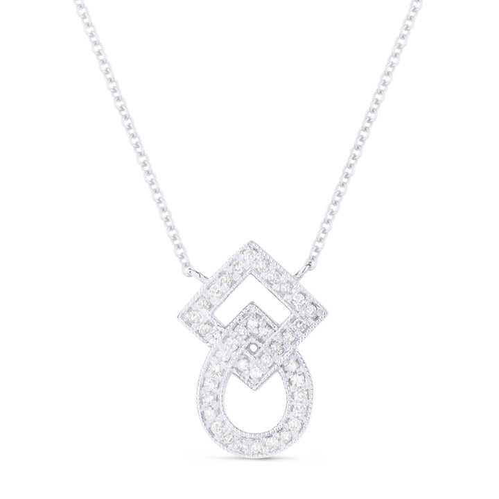 Beautiful Hand Crafted 14K White Gold White Diamond Milano Collection Necklace