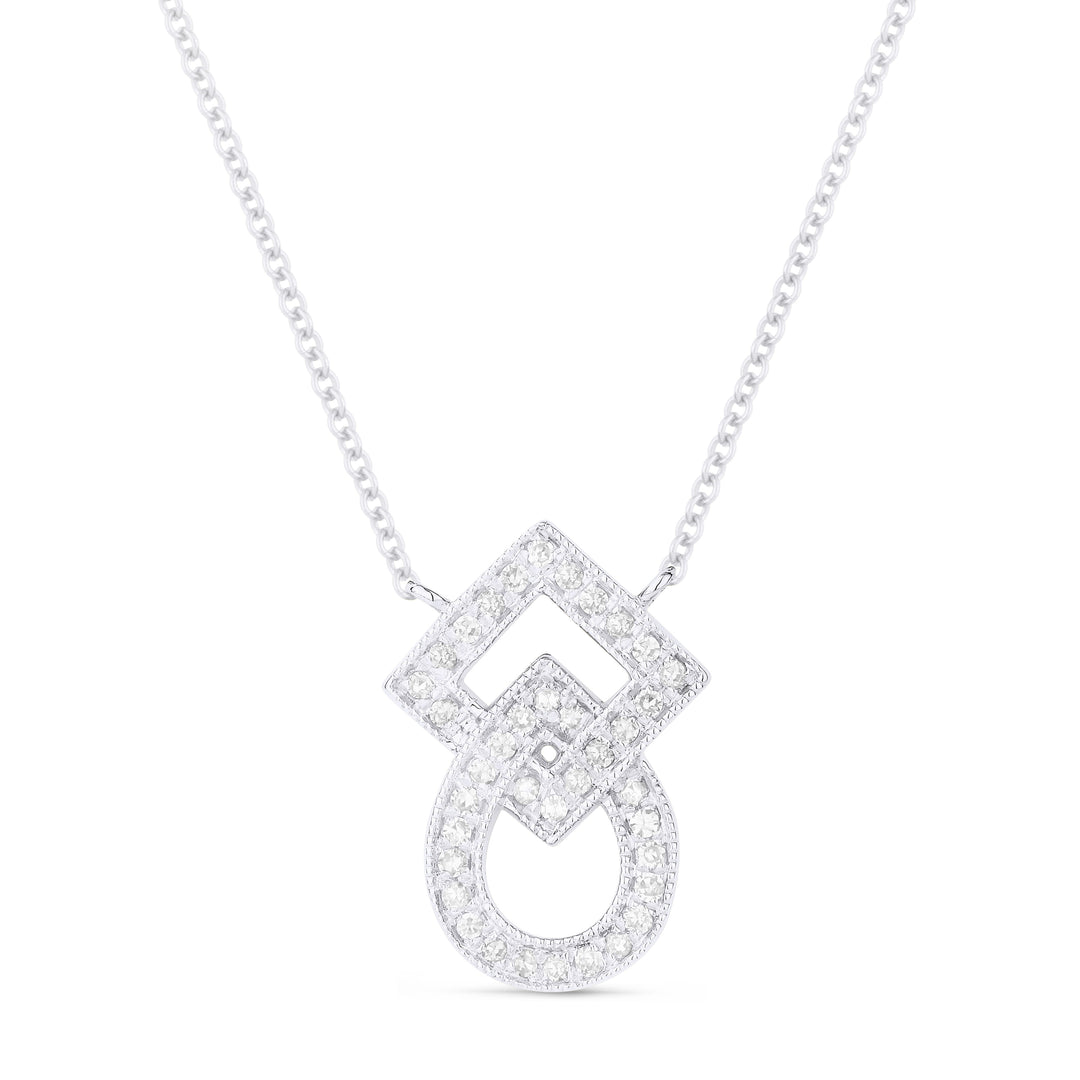 Beautiful Hand Crafted 14K White Gold White Diamond Milano Collection Necklace