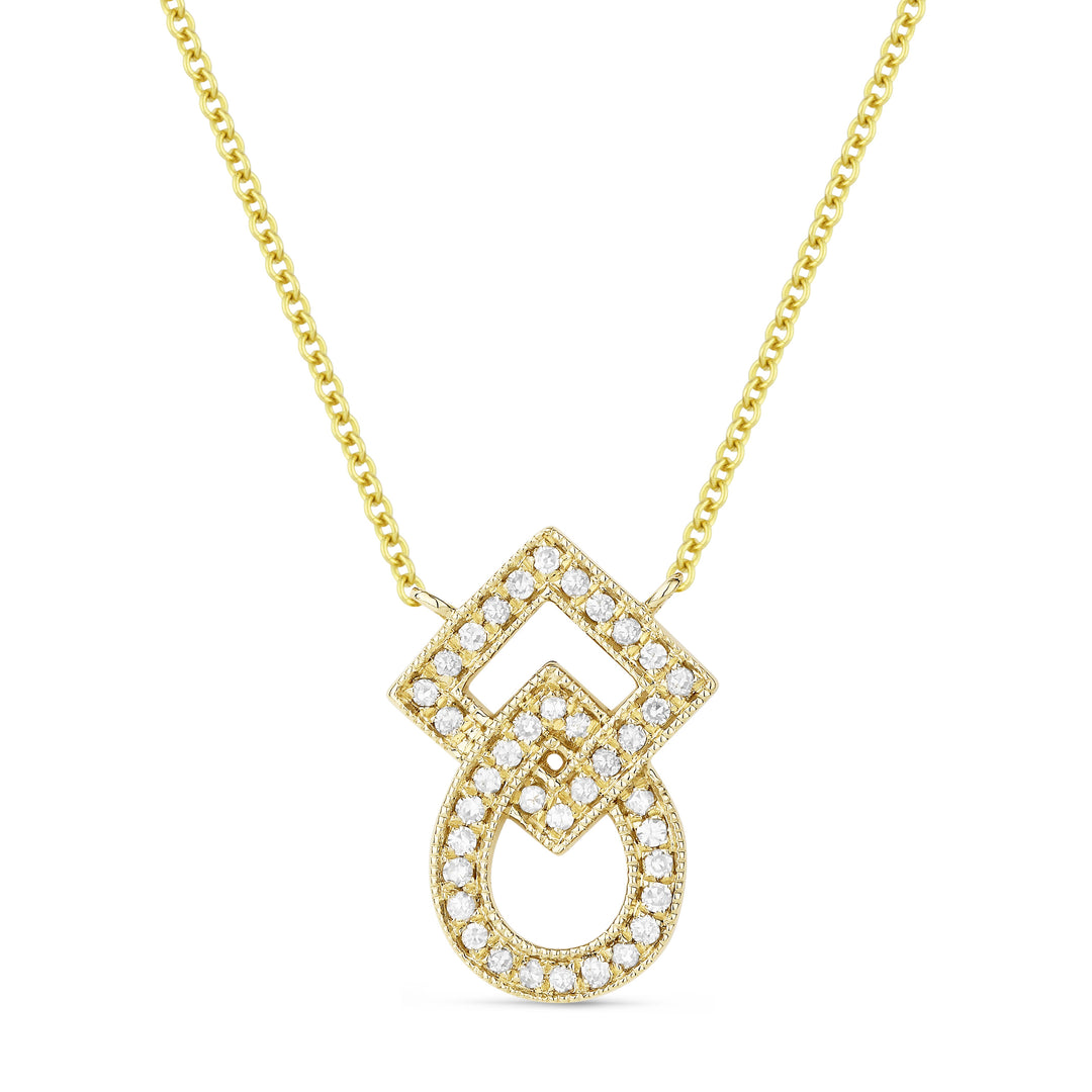 Beautiful Hand Crafted 14K Yellow Gold White Diamond Milano Collection Necklace