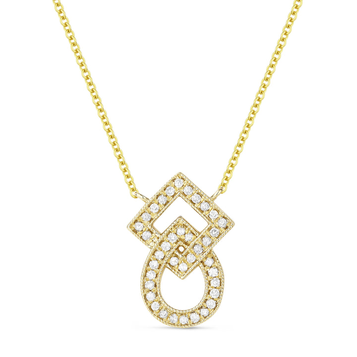 Beautiful Hand Crafted 14K Yellow Gold White Diamond Milano Collection Necklace