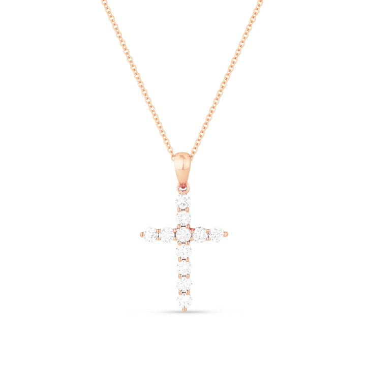 Beautiful Hand Crafted 14K Rose Gold White Diamond Religious Collection Pendant