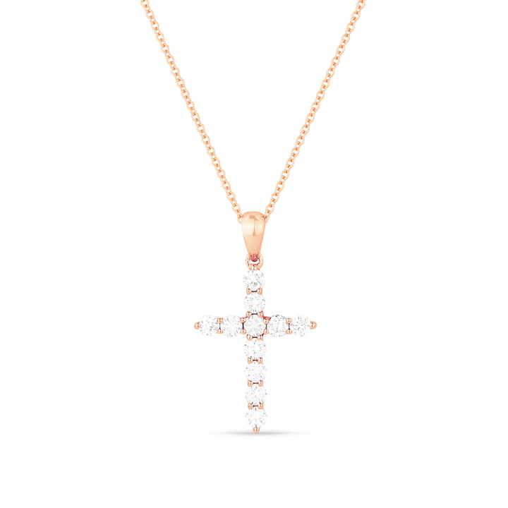 Beautiful Hand Crafted 14K Rose Gold White Diamond Religious Collection Pendant